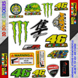 UNIVERSAL 3D DOME EMBOSSE MOTO STICKER THE DOCTOR 46 HAYABUSA