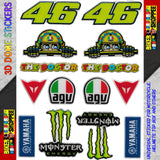 UNIVERSAL 3D DOME EMBOSSE MOTO STICKER 46 THE DOCTOR