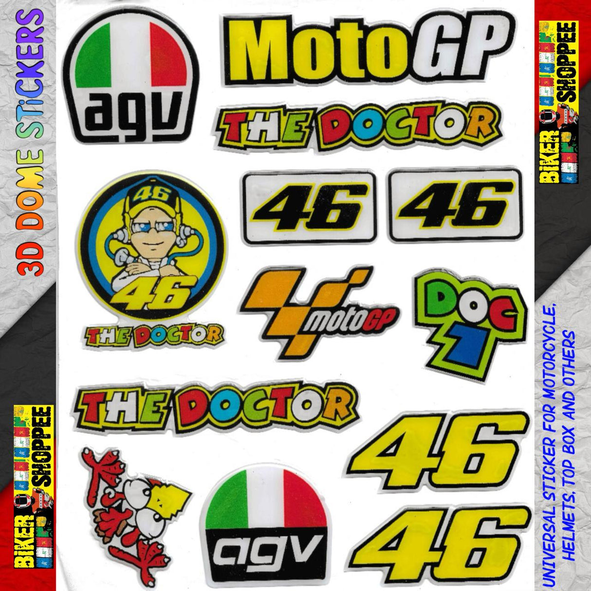 UNIVERSAL 3D DOME EMBOSSE MOTO STICKER MOTOGP 46