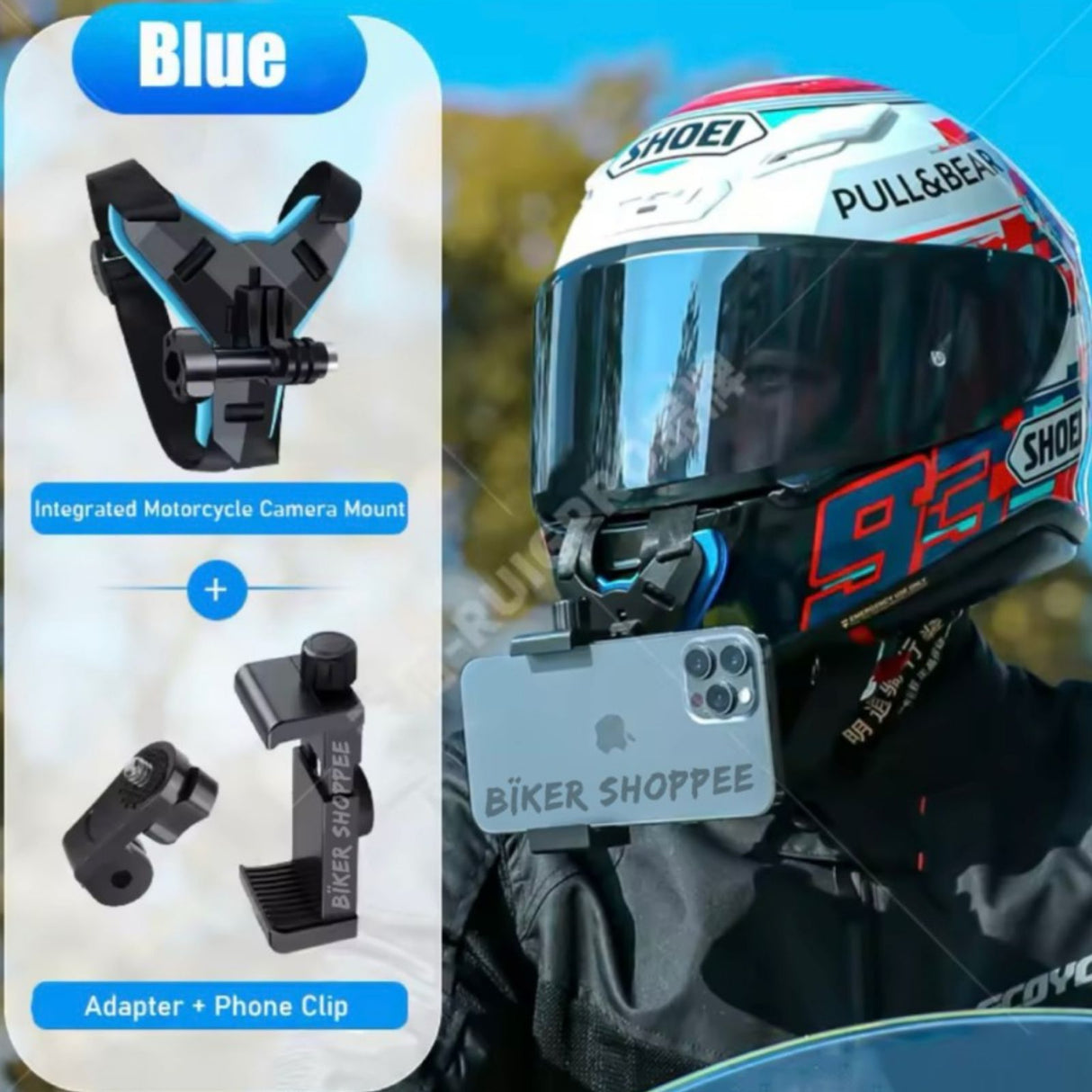 HELMET CHIN STRAP MOUNT WITH PHONE HOLDER