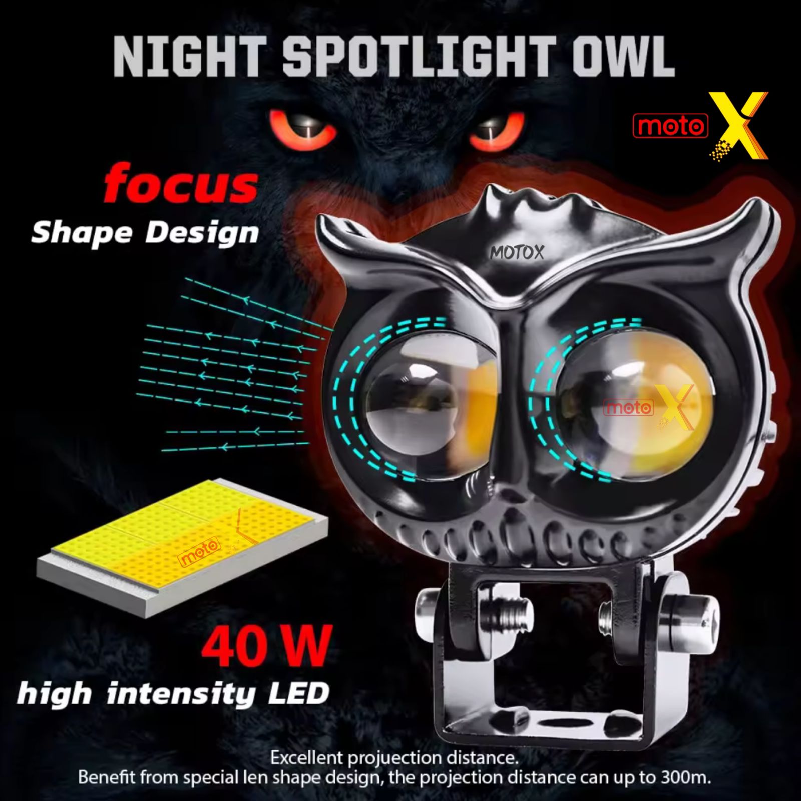 OWL WHITE / YELLOW 4 MODE LED FOG LIGHT PAIR MOTO X – BiKER