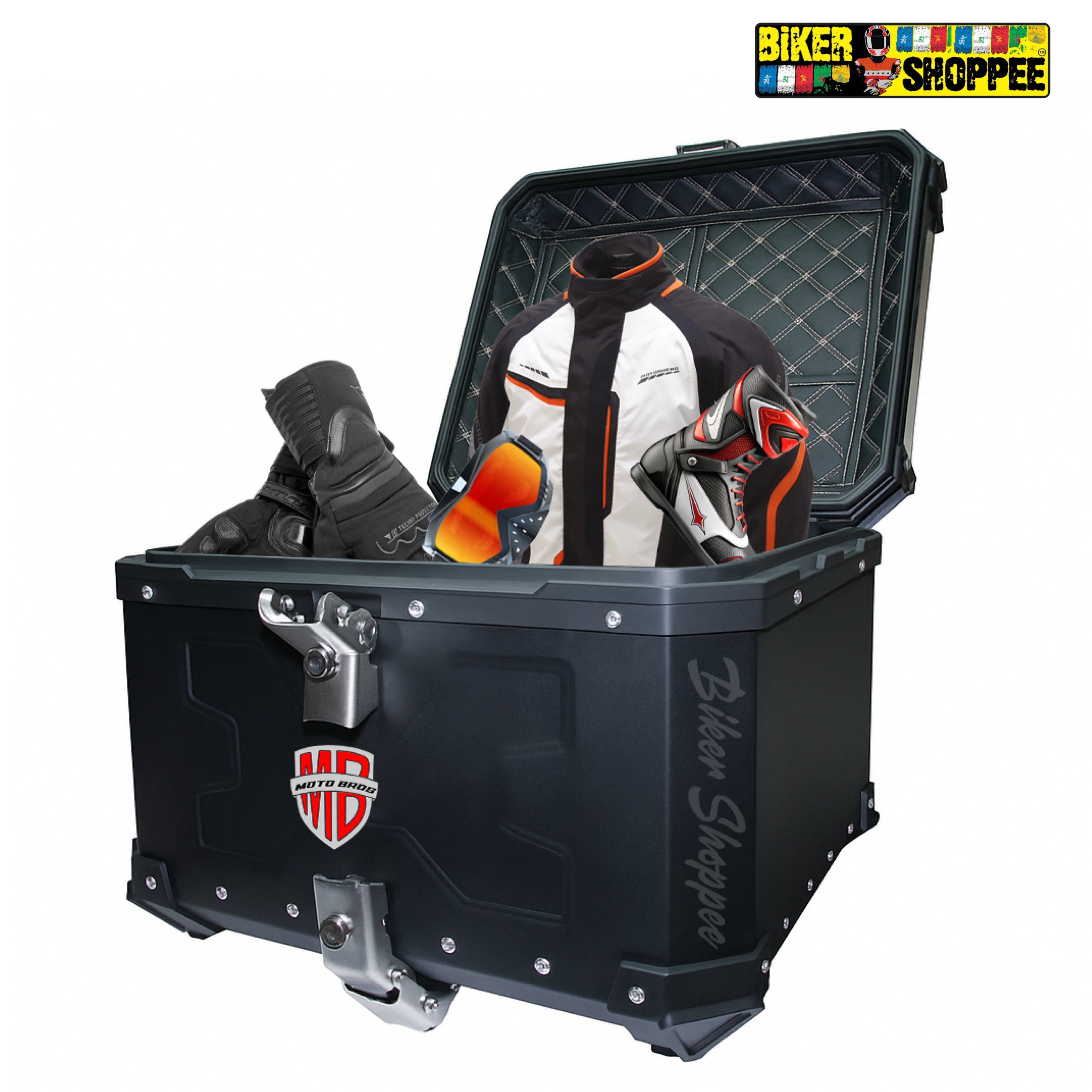 MOTOBROS ALLOY 45L TOP BOX BLACK – BiKER SHOPPEE