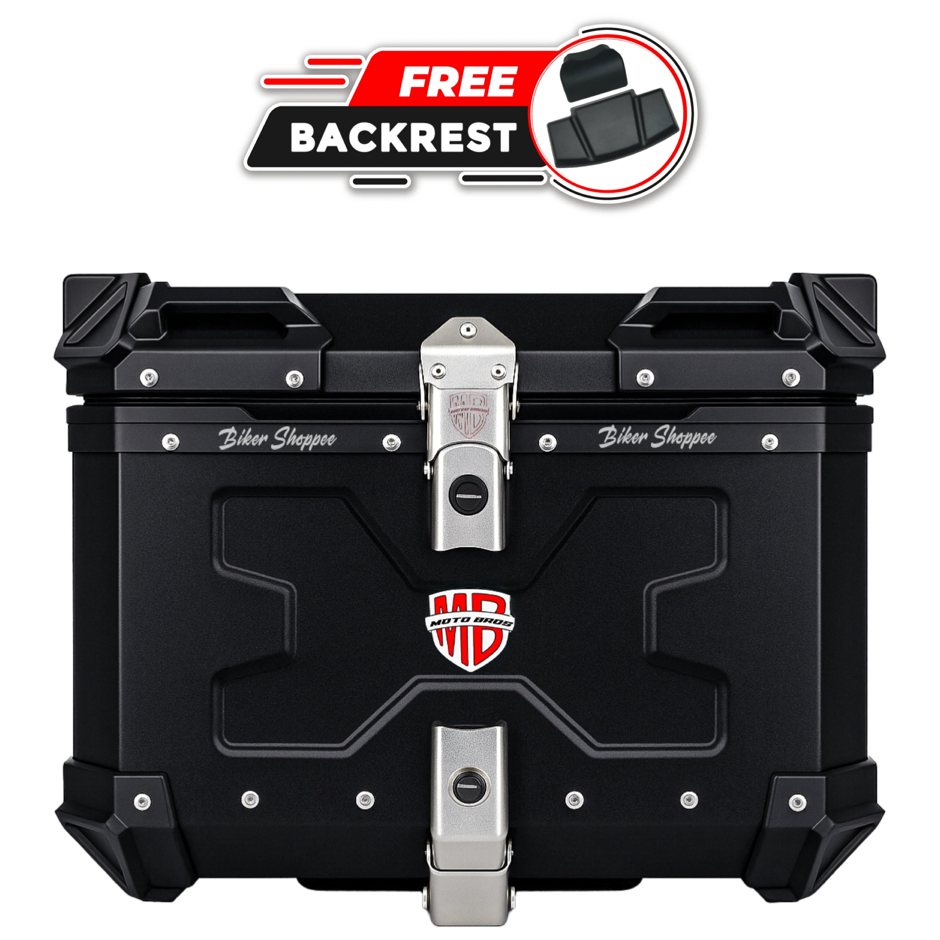 MOTOBROS ALLOY 55L TOP BOX BLACK | BiKER SHOPPEE