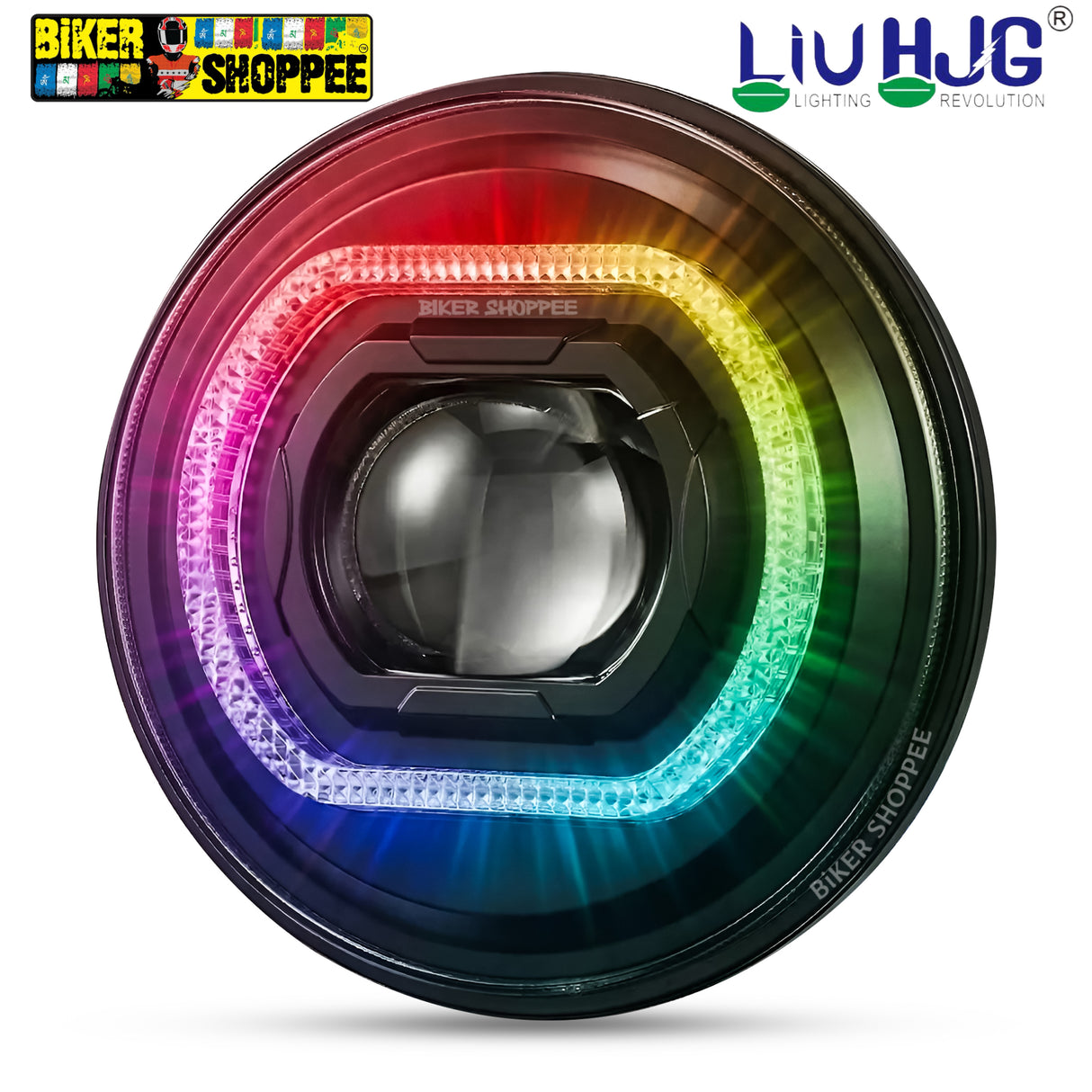 LIU HJG C-316 CHROMA VORTEX 7 INCH HALO RING RGB AI LED HEADLIGHT | BIKER SHOPPEE