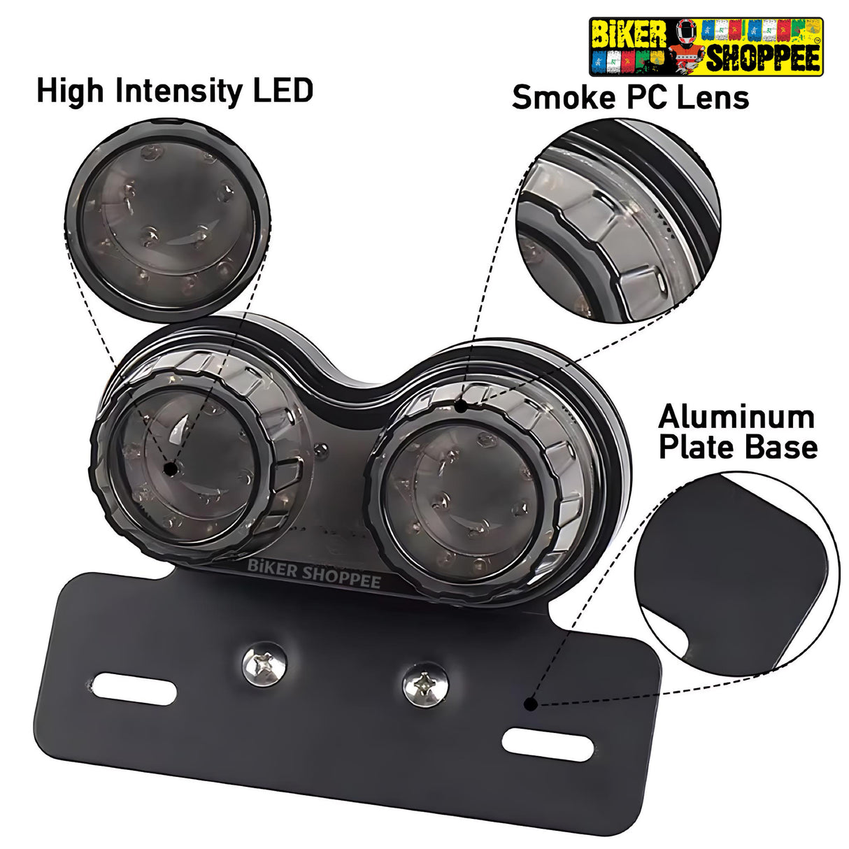 TWINS ROUND INTEGRATED CUSTOM TAIL LIGHT SMOKE BLACK