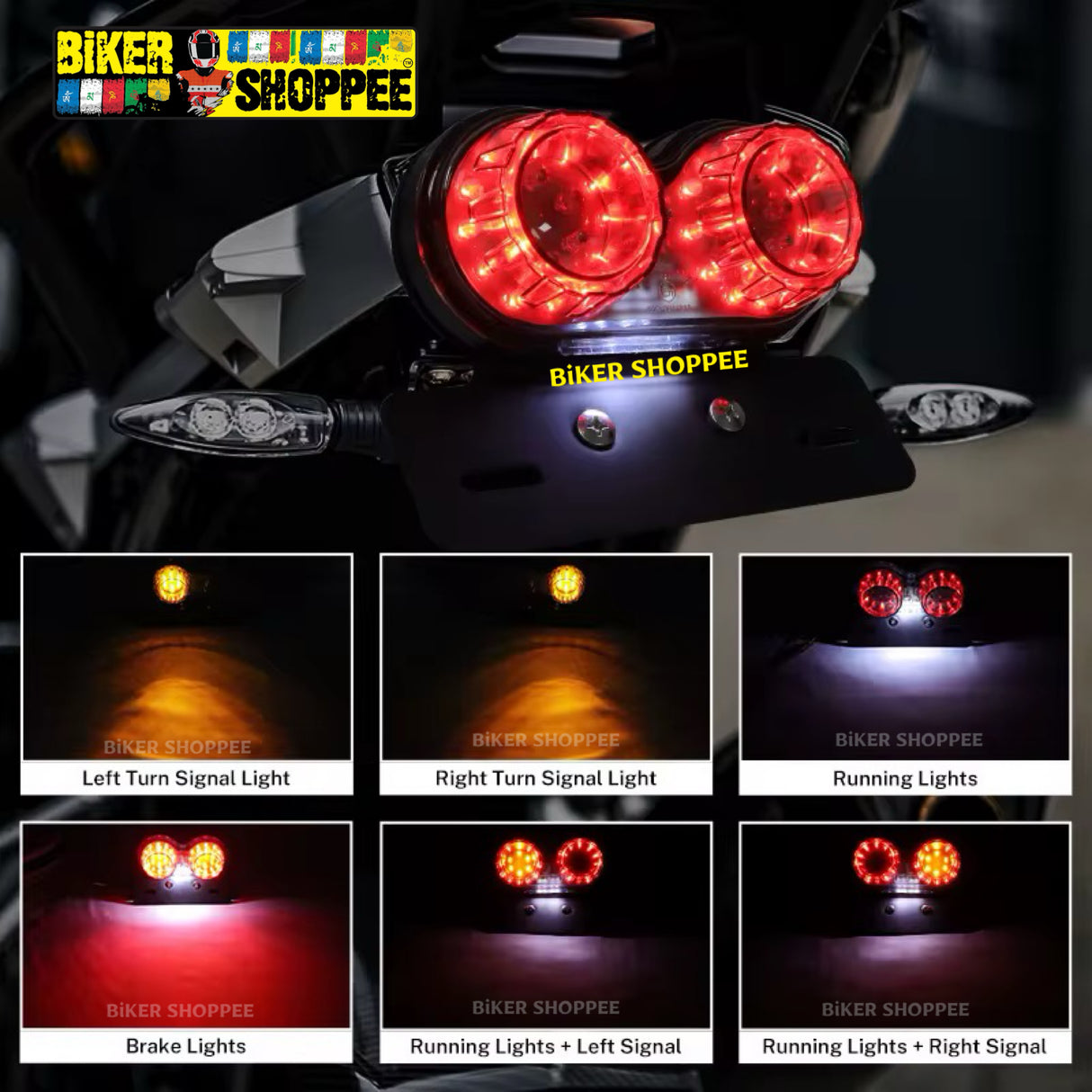 TWINS ROUND INTEGRATED CUSTOM TAIL LIGHT SMOKE BLACK