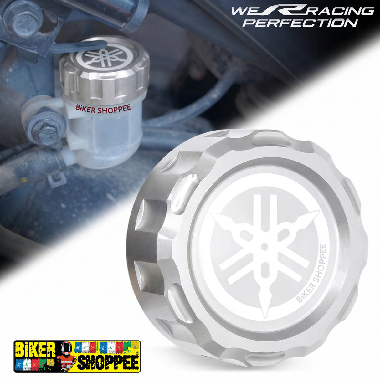 YAMAHA CNC REAR BRAKE FLUID RESERVOIR CAP SILVER | BIKER SHOPPEE