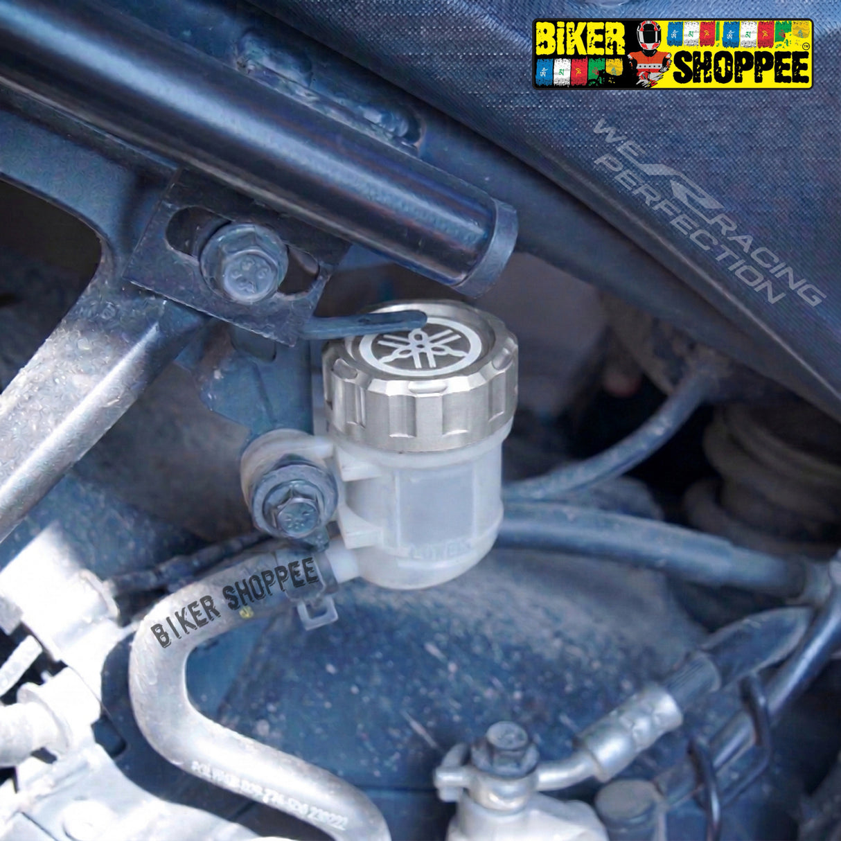 YAMAHA CNC REAR BRAKE FLUID RESERVOIR CAP SILVER | BIKER SHOPPEE
