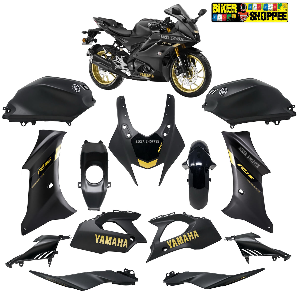 YAMAHA R15V4 PREMIUM FULL BODY KIT DARK KNIGHT EDITION