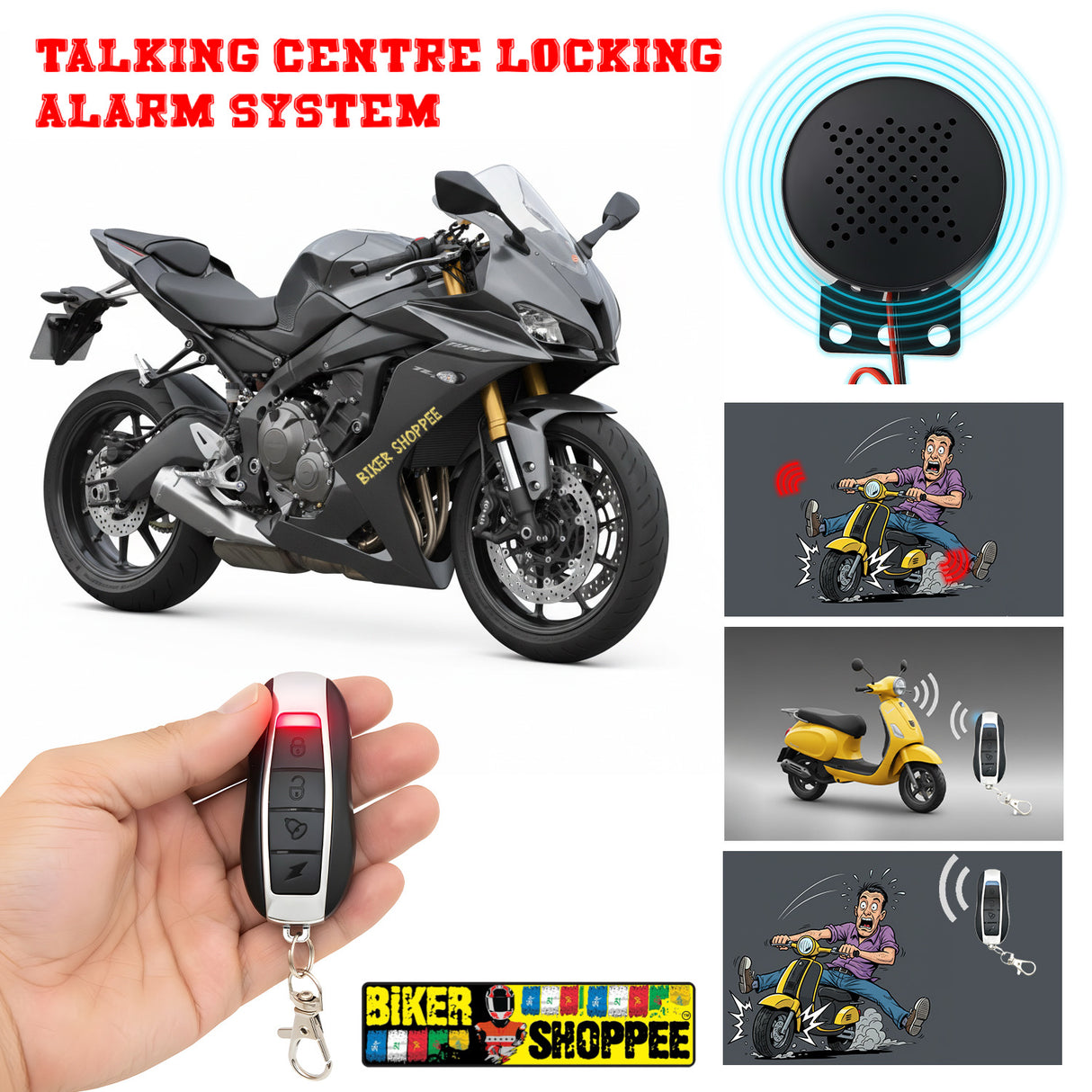 TALKING ALARM CENTER LOCKING FOR MOTORCYCLE