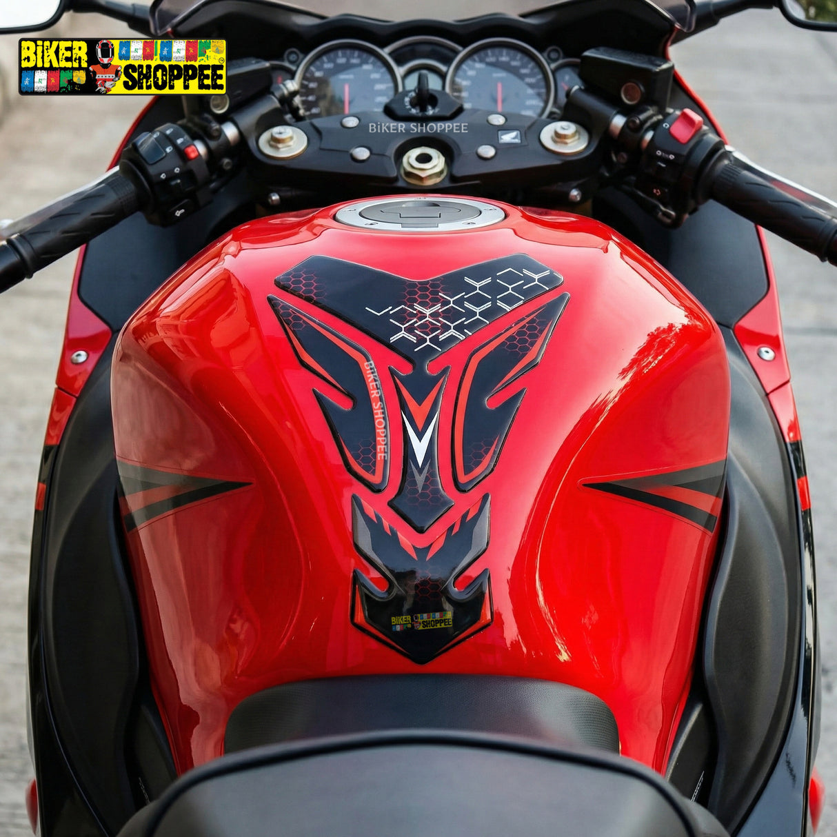 PREMIUM MOTORCYCLE RACING TANK PAD RED 3 - BIKER SHOPPEE