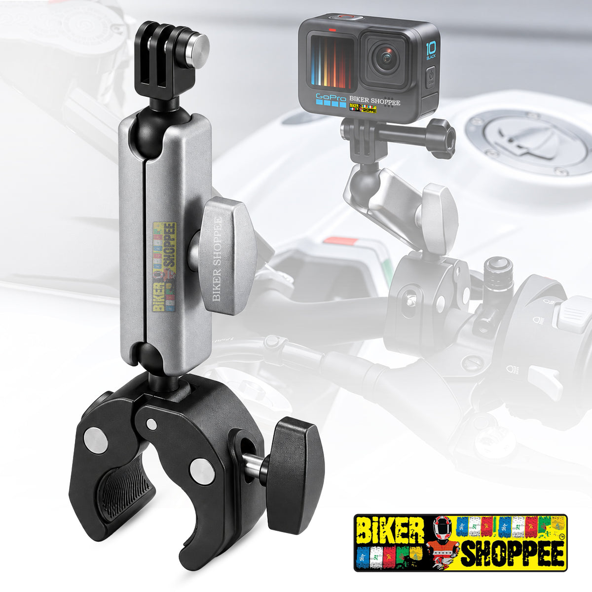 UNIVERSAL MOTORCYCLE HANDLEBAR ACTION CAMERA MOUNT FOR GOPRO INSTA360 DJI | BIKER SHOPPEE