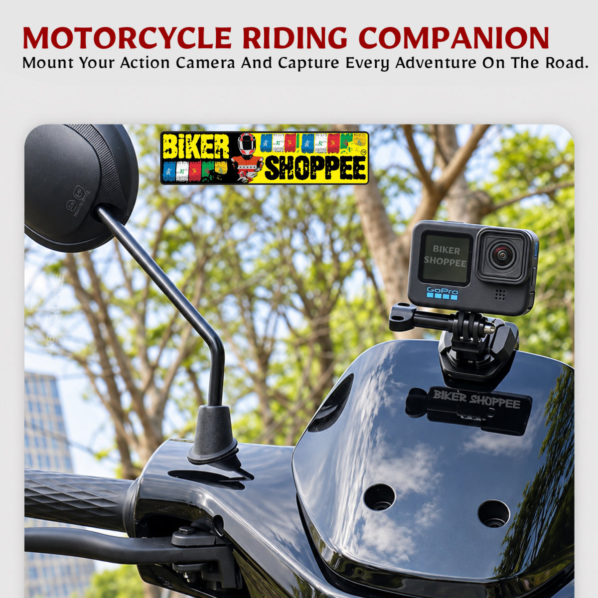 MOTORCYCLE WINDSHIELD ACTION CAMERA CLAMP MOUNT FOR GOPRO INSTA360 DJI | BIKER SHOPPEE