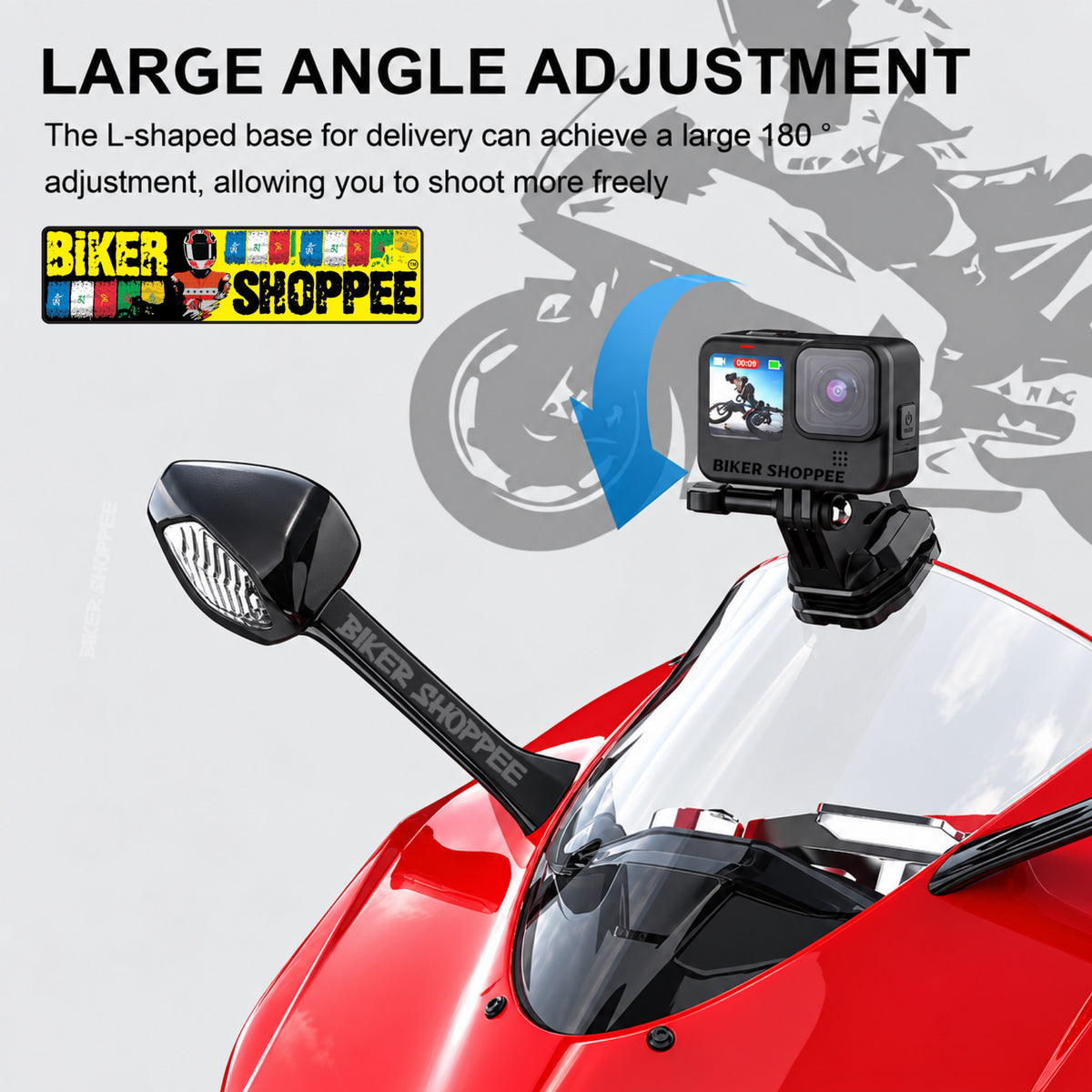 MOTORCYCLE WINDSHIELD ACTION CAMERA CLAMP MOUNT FOR GOPRO INSTA360 DJI | BIKER SHOPPEE