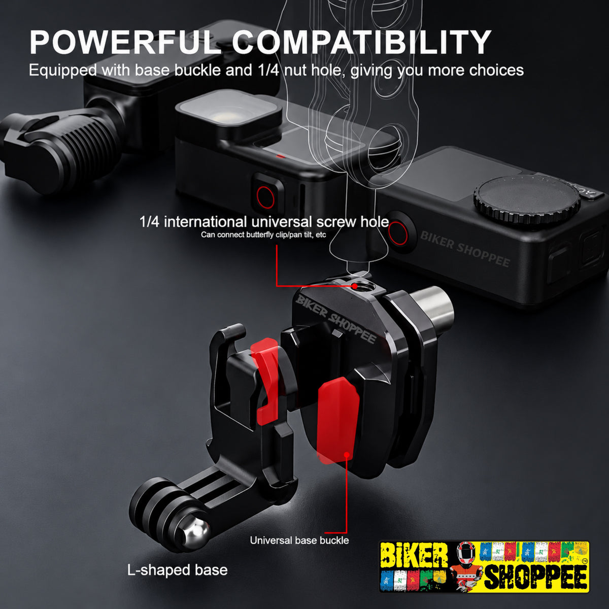MOTORCYCLE WINDSHIELD ACTION CAMERA CLAMP MOUNT FOR GOPRO INSTA360 DJI | BIKER SHOPPEE