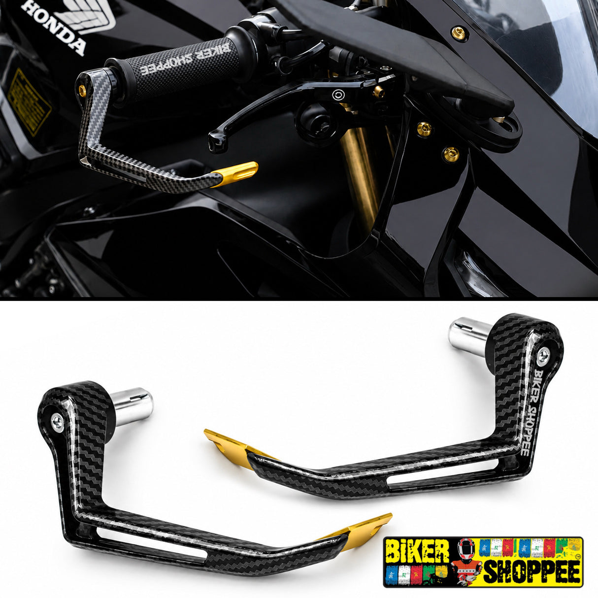 UNIVERSAL ELITE RACING CARBON LEVER GUARD GOLDEN | BIKER SHOPPEE