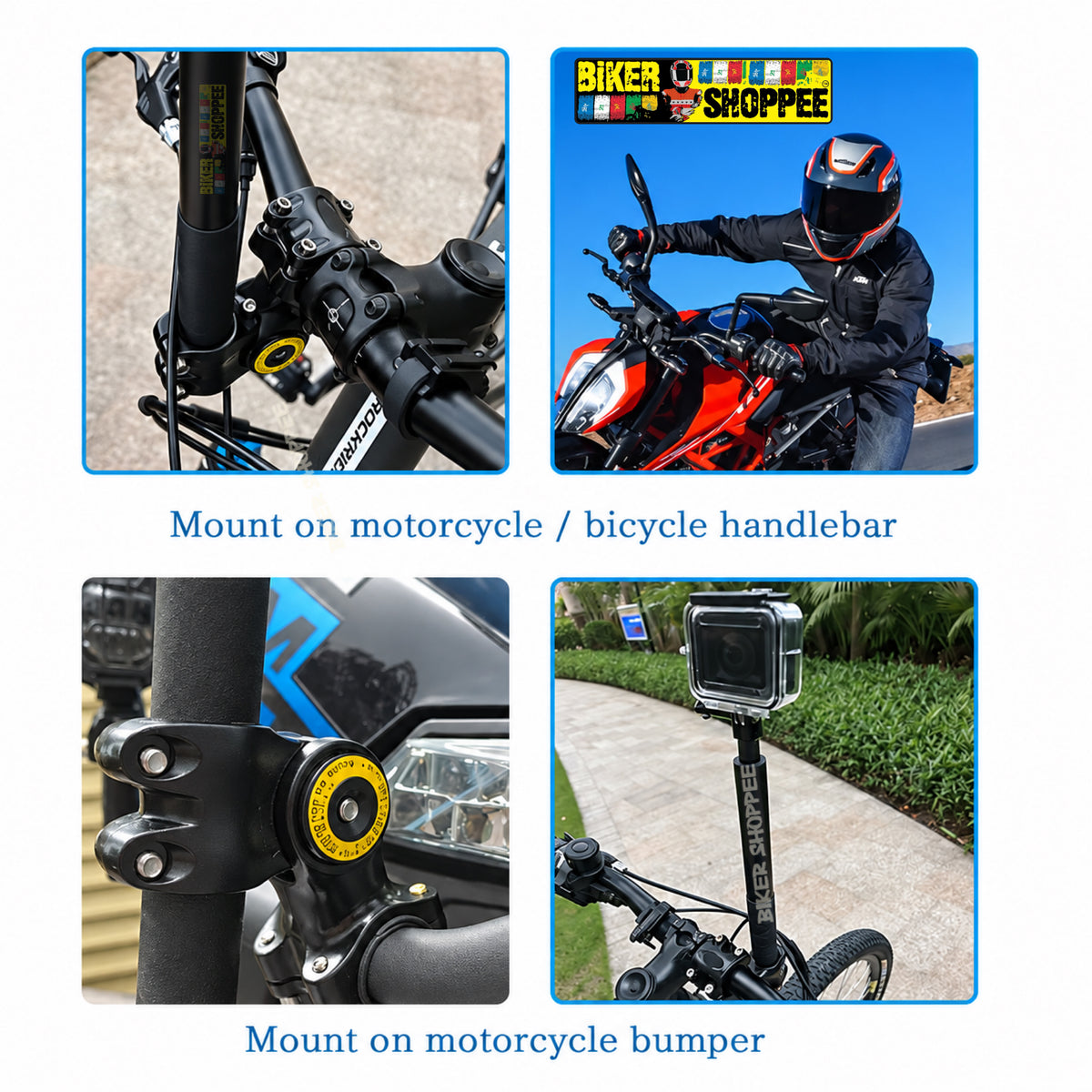 MOTORCYCLE TELESCOPIC SELFIE STICK WITH HANDLEBAR CAMERA MOUNT FOR INSTA360 GOPRO DJI | BIKER SHOPPEE