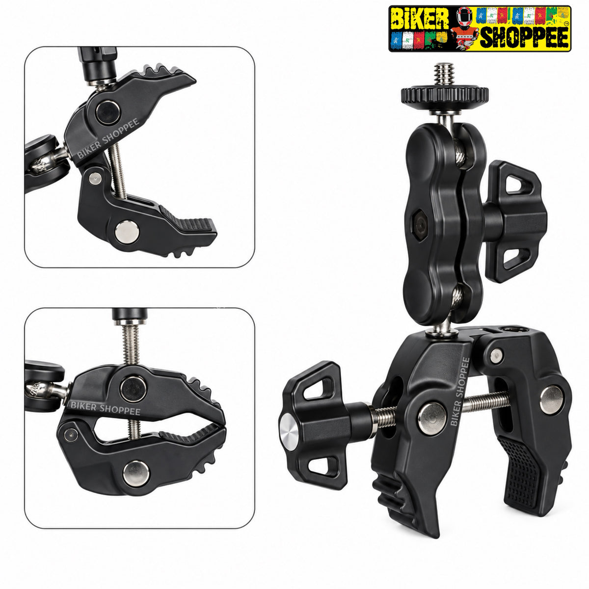 MOTORCYCLE ACTION CAMERA SUPER CLAMP MOUNT WITH 360° MAGIC ARM | BIKER SHOPPEE