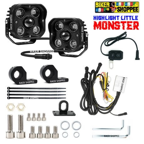 LITTLE MONSTER TK500 OFFROAD 3 INCH LED FOG LIGHT WITH WIREHARNESS AND SWITCH