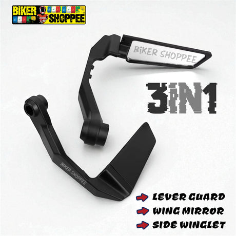 BAR END LEVER GUARD WITH WING MIRROR