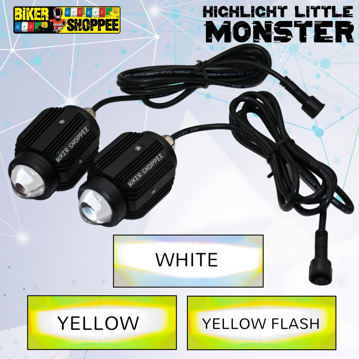 LITTLE MONSTER DK16 LED FOG LIGHT WITH WIRING AND WIRELESS SWITCH