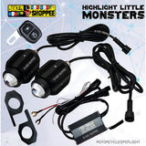 LITTLE MONSTER DK16 LED FOG LIGHT WITH WIRING AND WIRELESS SWITCH