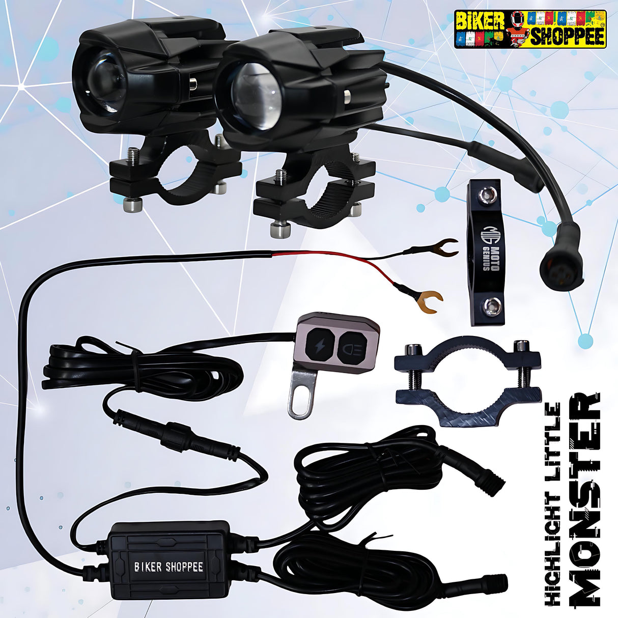 LITTLE MONSTER MK160 LED FOG LIGHT WITH WIRING AND WIRELESS SWITCH