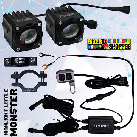 LITTLE MONSTER MK150 LED FOG LIGHT WITH WIRING AND WIRELESS SWITCH