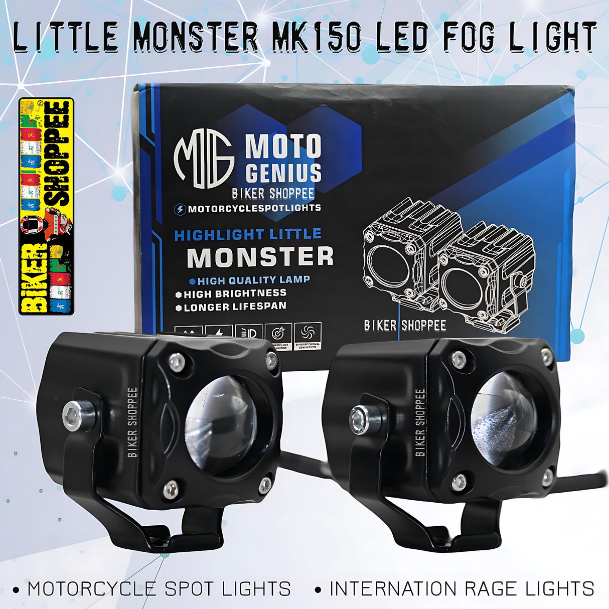 LITTLE MONSTER MK150 LED FOG LIGHT WITH WIRING AND WIRELESS SWITCH