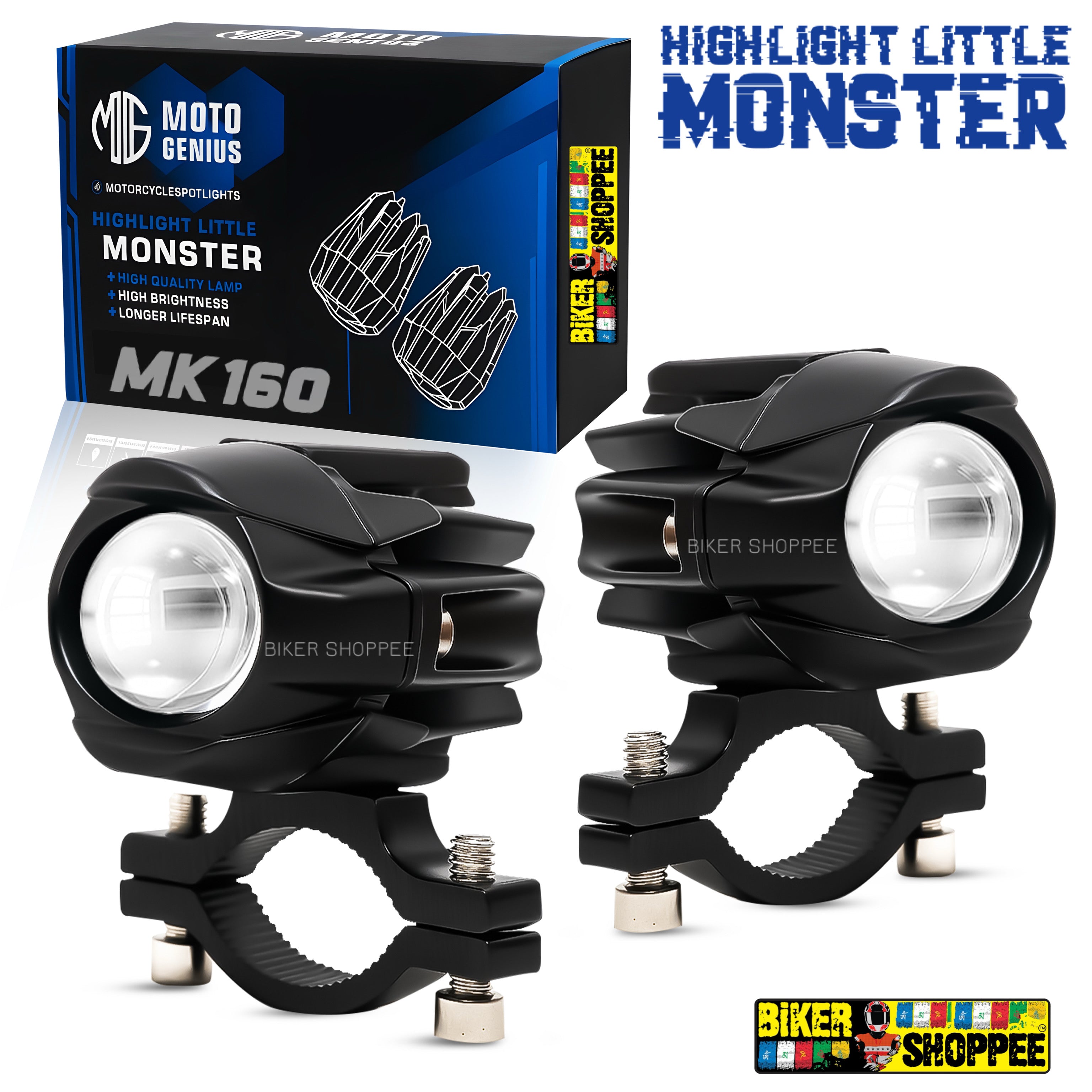 LITTLE MONSTER MK160 LED FOG LIGHT WITH WIRING AND WIRELESS SWITCH