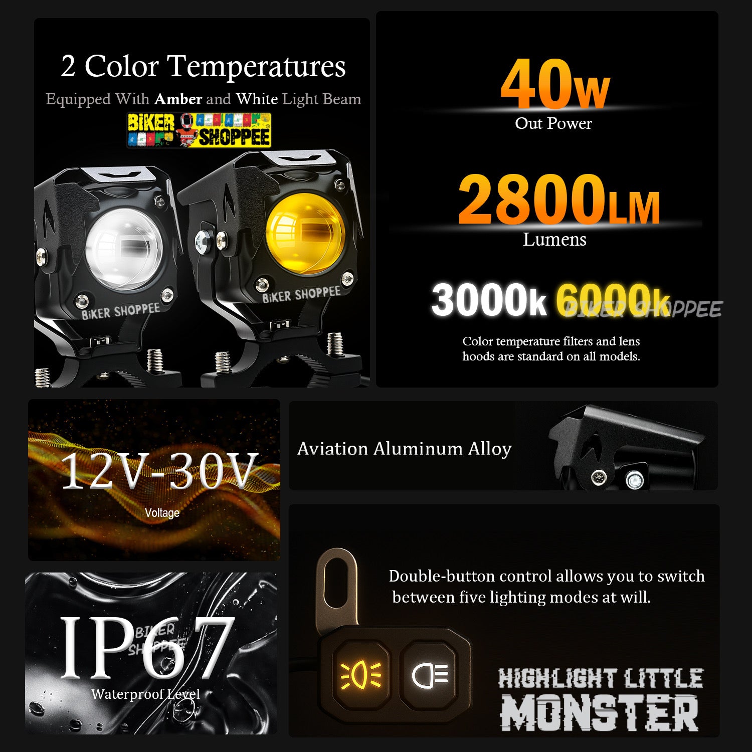 LITTLE MONSTER MK150 LED FOG LIGHT WITH WIRING AND SWITCH LITTLE MONSTER MK150 LED FOG LIGHT WITH WIRING AND SWITCH