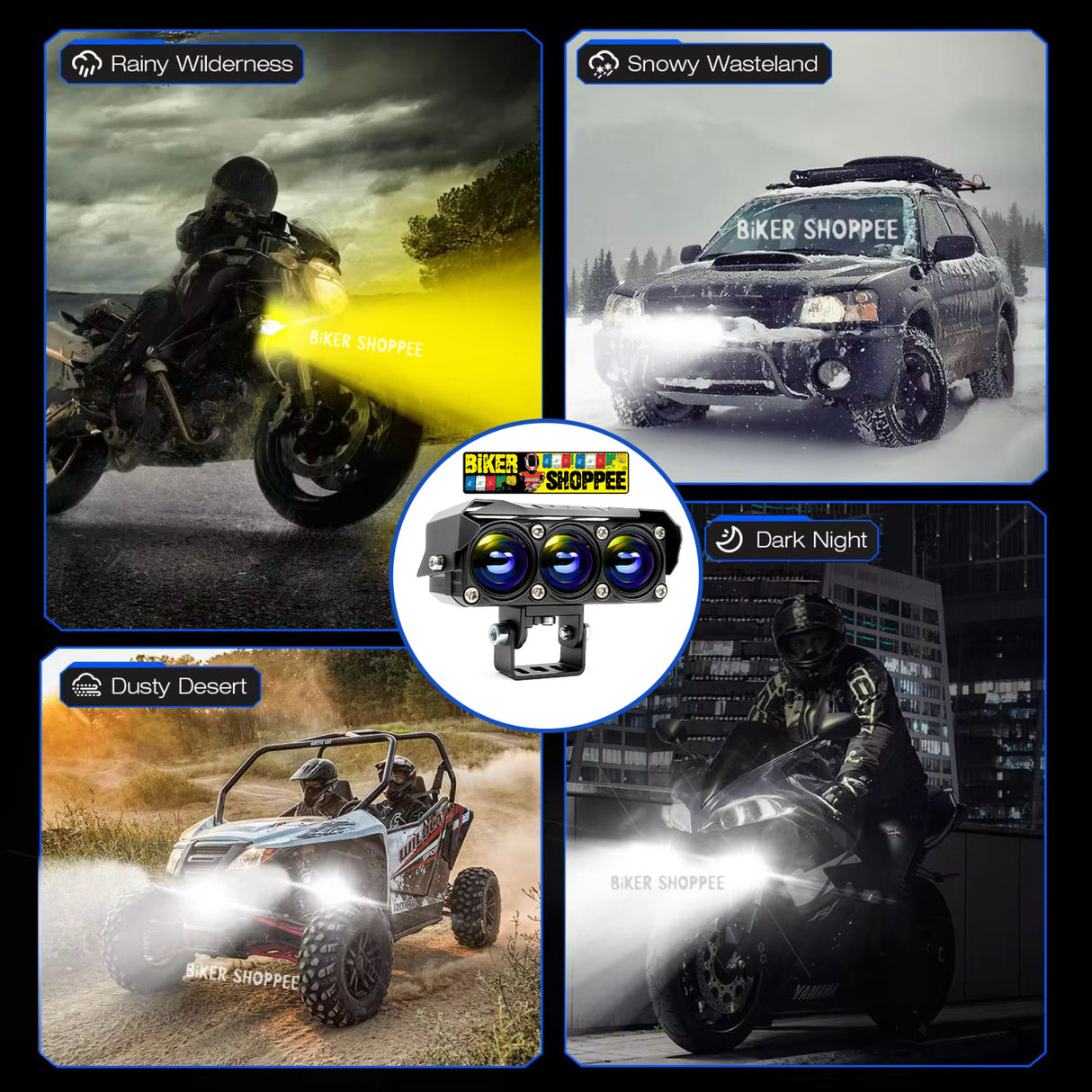 LITTLE MONSTER JX130 TRI SHOT LED FOG LIGHT PAIR