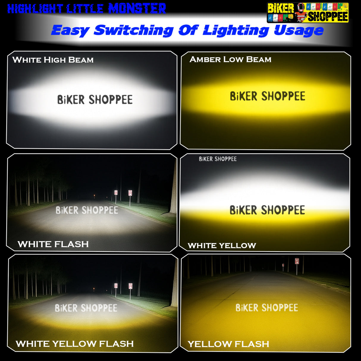 LITTLE MONSTER DK350 Y MONO LENS LED FOG LIGHT WITH WIREHARNESS AND WIRELESS SWITCH