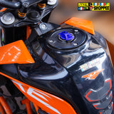 CNC Keyless Quick Release Fuel Tank Cap Blue and Black for KTM Duke And KTM RC with Biker Shoppee Sticker