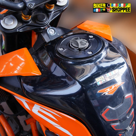 CNC Keyless Quick Release Fuel Tank Cap GRAY and Black for KTM Duke And KTM RC with Biker Shoppee Sticker
