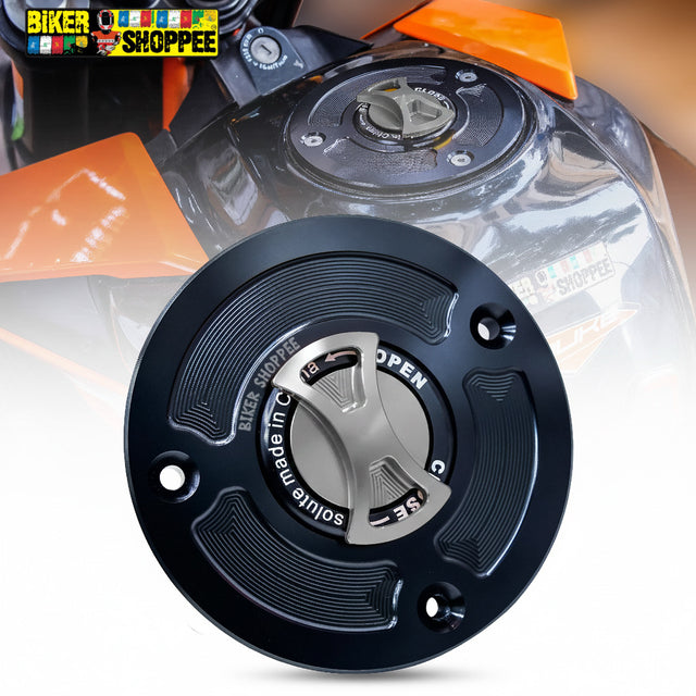 CNC Keyless Quick Release Fuel Tank Cap GRAY and Black for KTM Duke And KTM RC with Biker Shoppee Sticker