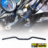 Matte black motorcycle handlebar KTM for NS200 & NS160 handle conversion kit & KTM Duke 390 with laser etched Biker Shoppee logo installed on bike