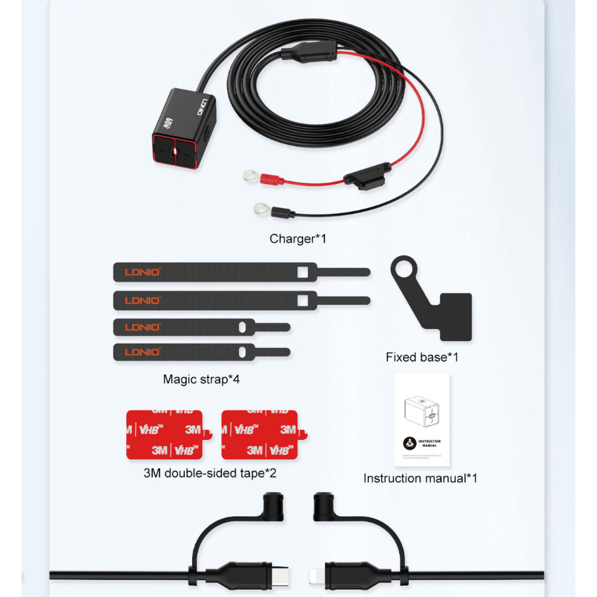 LDNIO 60W MOTORCYCLE FAST CHARGER 60W - PD QC3.0LDNIO C108 60W MOTORCYCLE FAST CHARGER PD QC3.0 IPX6 WATERPROOF | BIKER SHOPPEE