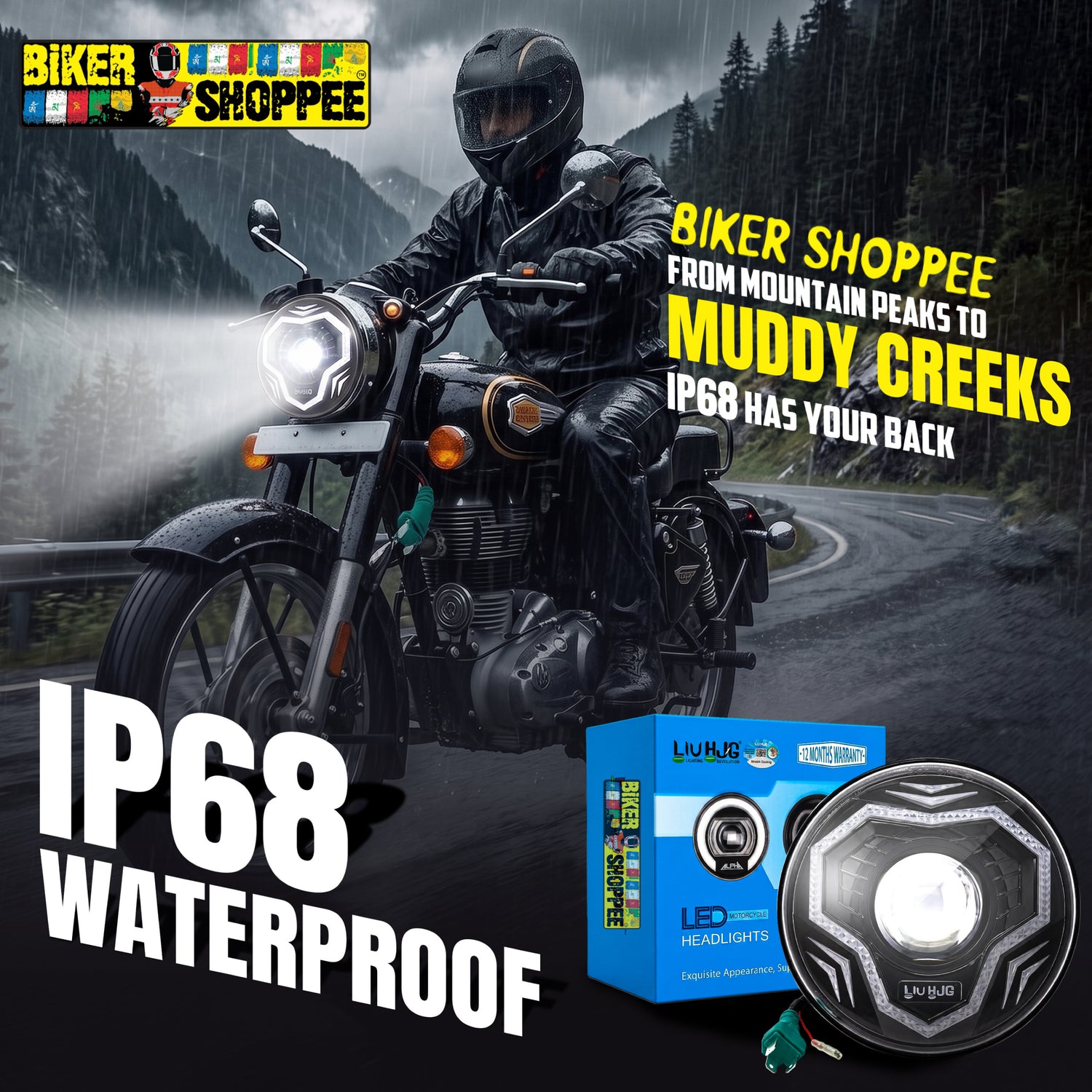 LIU HJG C-292 RGB ACCENT LIGHTING 7 INCH PRIME AI LED HEADLIGHT | BIKER SHOPPEE