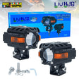 LIU HJG S59 Future Eye motorcycle fog lights 60W dual beam yellow white with red devil eye DRL and mounting brackets Biker Shoppee original