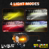 LIU HJG S59 Future Eye motorcycle fog lights 60W dual beam yellow white with red devil eye DRL and mounting brackets Biker Shoppee original