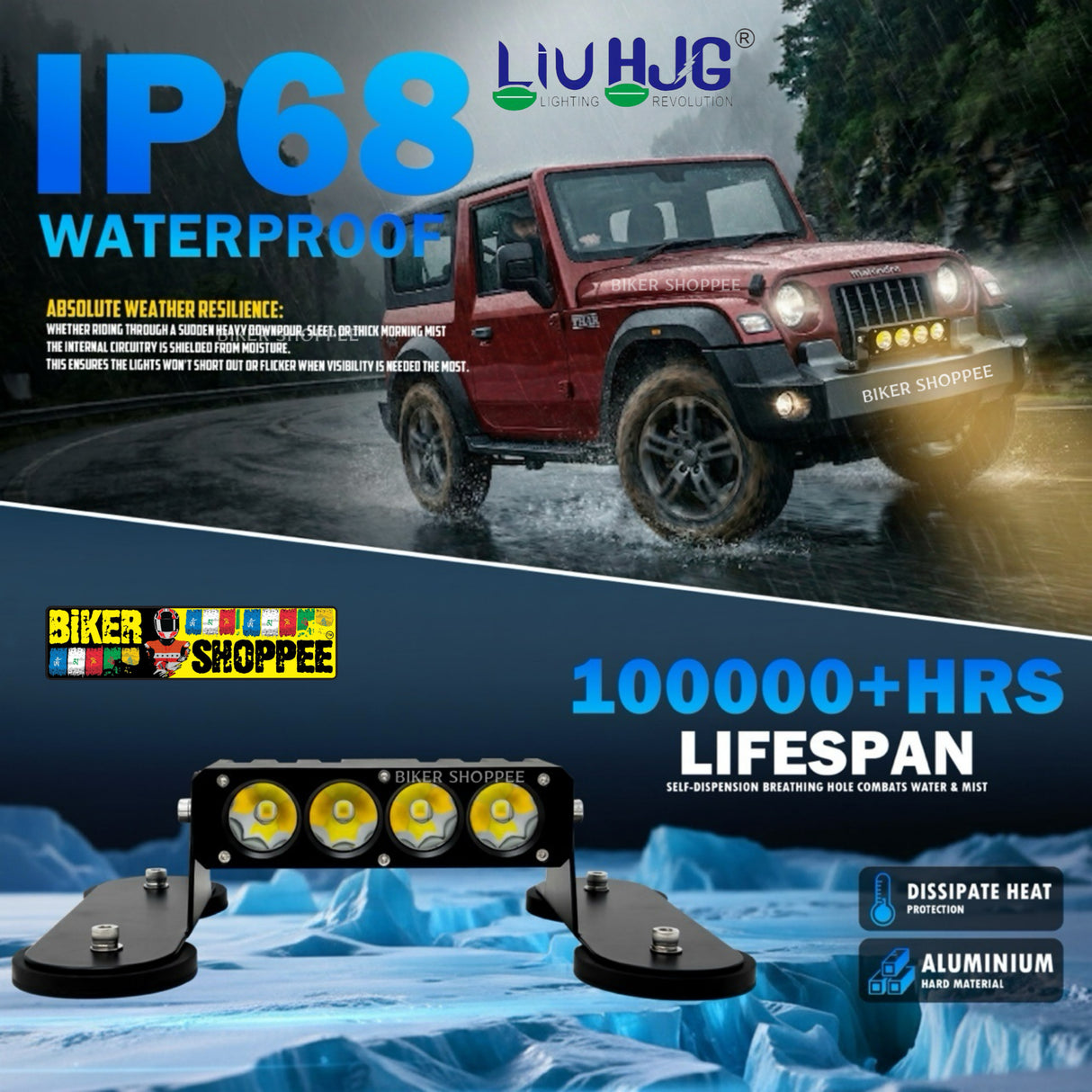 LIU HJG HAMMER X4 100W HYBRID LED LIGHT 1 PCS | BIKER SHOPPEE