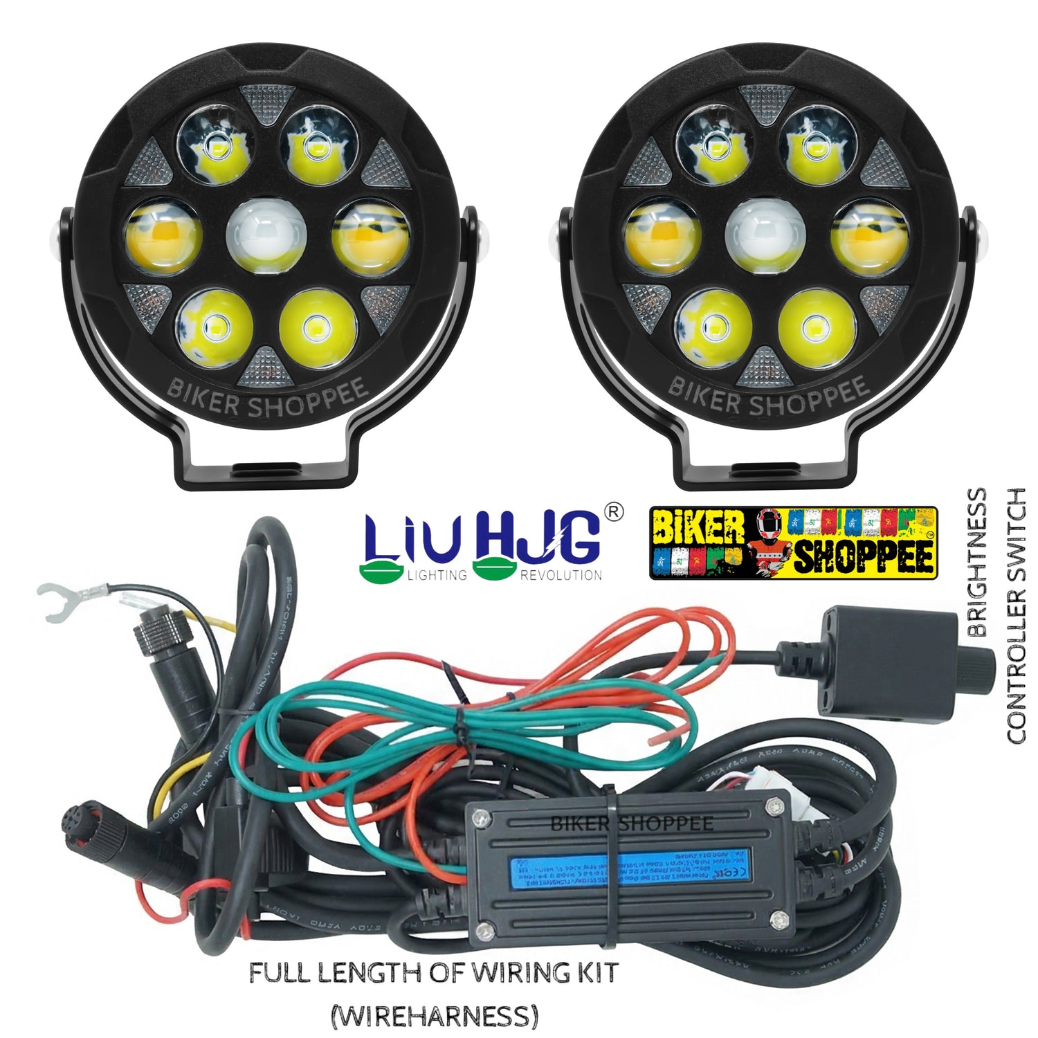 LIU HJG HYPER PLUSE HP 111 NEXT GEN AUXILIARY LED LIGHT WITH HARNESS | BIKER SHOPPEE