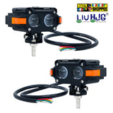 LIU HJG TWIN STRIKE S60 twin lens motorcycle fog lights with orange side DRL and red devil eye mounting kit original Biker Shoppee