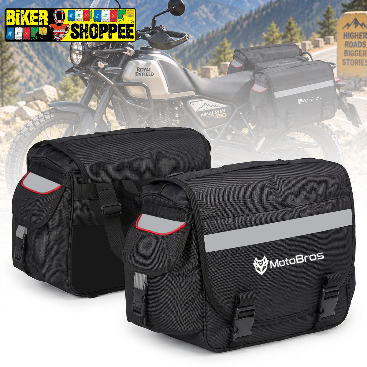 MOTOBROS 70L FLY MOTORCYCLE SADDLE BAGS | BIKER SHOPPEE