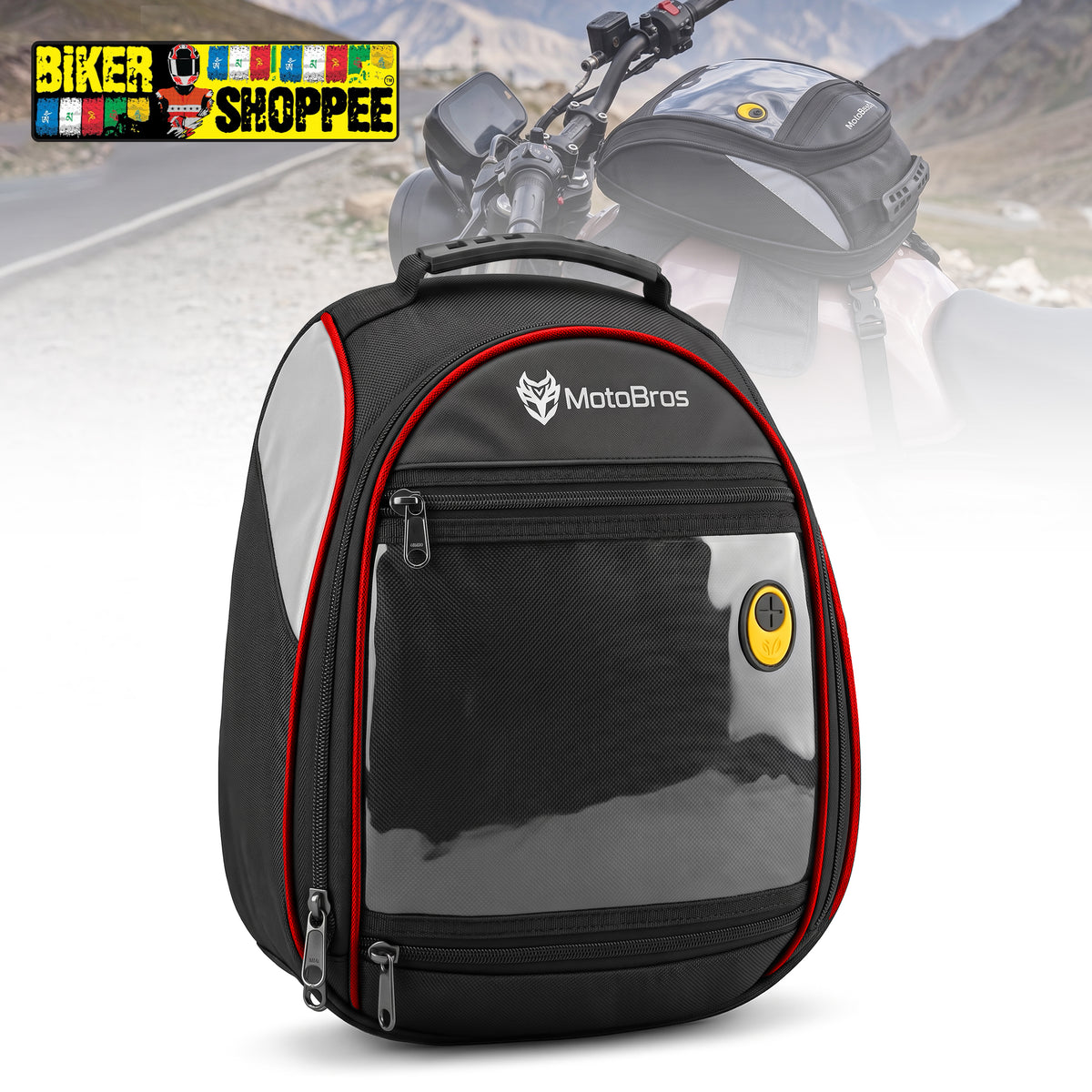 MOTOBROS FLY 15L EXPANDABLE MAGNETIC TANK BAG WITH RAIN COVER RED | BIKER SHOPPEE (Copy)