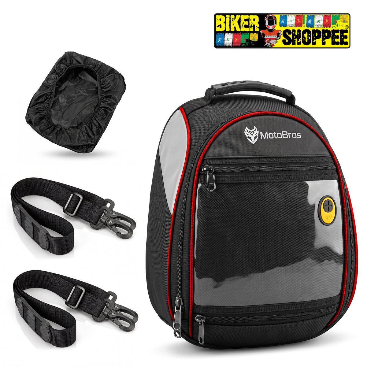MOTOBROS FLY 15L EXPANDABLE MAGNETIC TANK BAG WITH RAIN COVER RED | BIKER SHOPPEE (Copy)