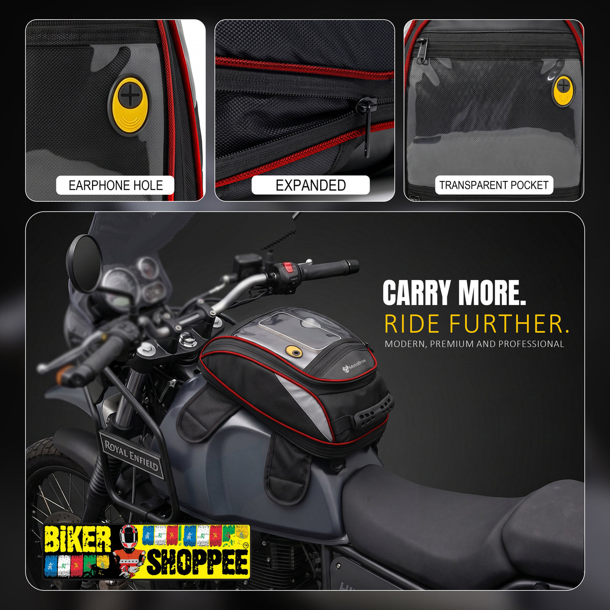 MOTOBROS FLY 15L EXPANDABLE MAGNETIC TANK BAG WITH RAIN COVER RED | BIKER SHOPPEE (Copy)