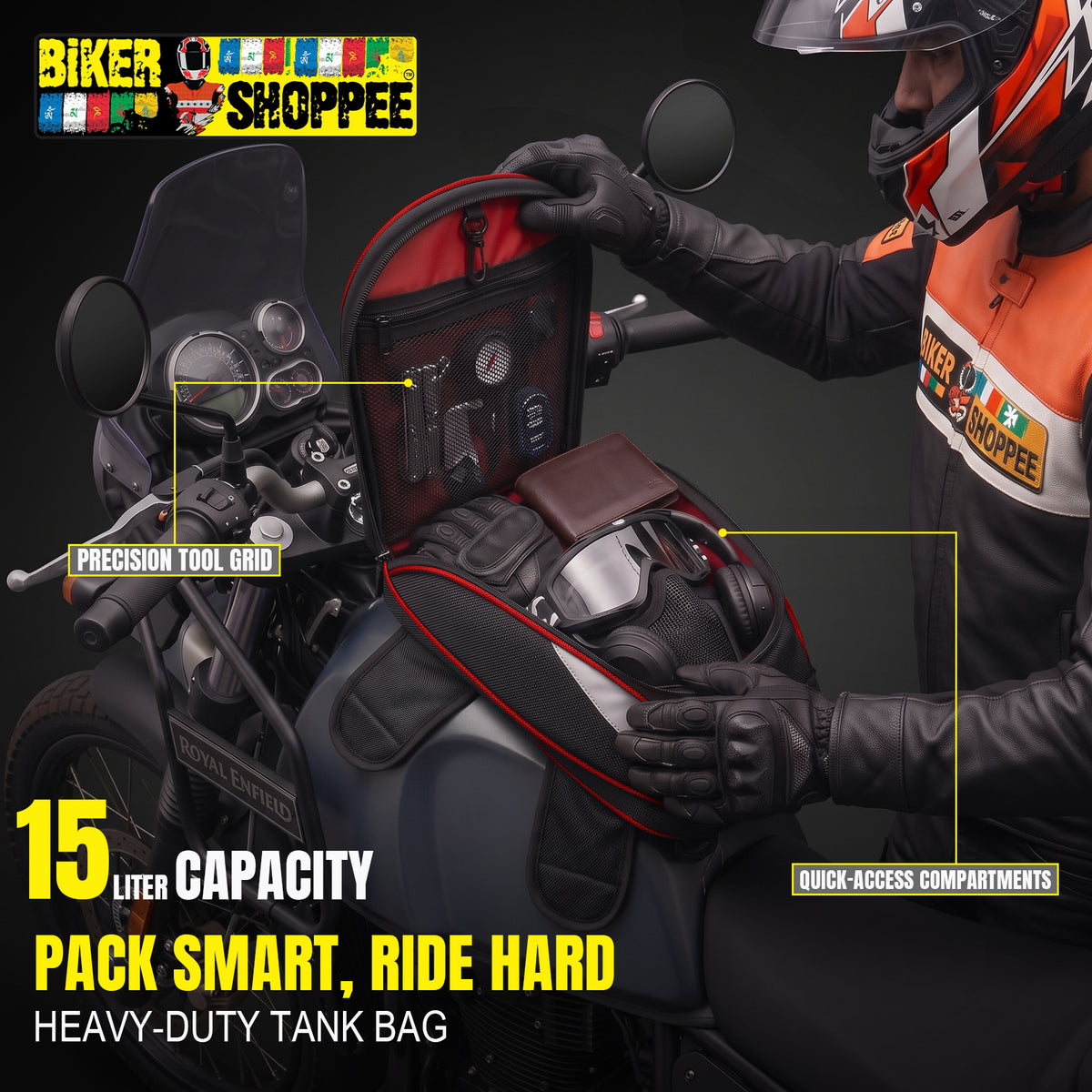 MOTOBROS FLY 15L EXPANDABLE MAGNETIC TANK BAG WITH RAIN COVER RED | BIKER SHOPPEE (Copy)
