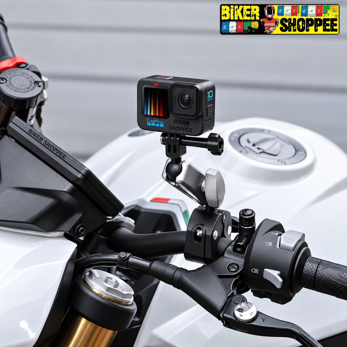 MOTORCYCLE HANDLEBAR ACTION CAMERA MOUNT FOR GOPRO INSTA360 DJI | BIKER SHOPPEE